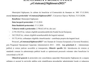 Comunicat de presă: LANSAREA PROIECTULUI  „eCetatean@Sighisoara2021”