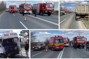 Accident intre doua camioane pe Calea Șagului din Timişoara. Un şofer a rămas încarcerat