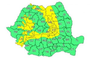 Cod galben în Bistriţa-Năsăud: Vânt, ninsori viscolite la munte