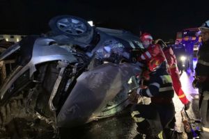VIDEO Încă un accident cu o maşină răsturnată pe DN13