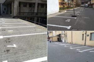 FOTO: În centrul municipiului Alba Iulia se lucrează la trasarea parcărilor