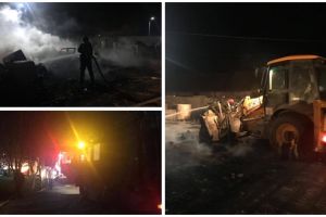 Incendiu în curtea unui depozit de mase plastice din cauza unei ţigări aruncate la întâmplare