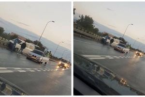 FOTO, ȘTIREA TA. Accident rutier în Alba Iulia, zona Ambient: O dubiţă a derapat şi s-a izbit de un parapet