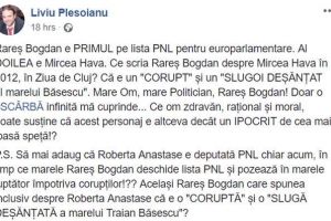 Deputat PSD Liviu Pleşoianu: Rareş Bogdan scria despre Mircea Hava că e corupt şi slugoi al lui Băsescu