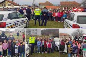 FOTO/ De Ziua Polţiei Române – Acţiune de prevenire a infracţiunilor, la Școala Gimnazială ,,David Prodan” Săliştea