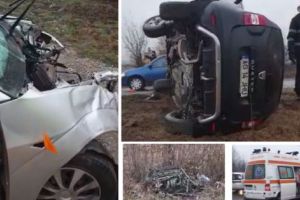 Din impact, MOTORUL a zburat pe câmp!