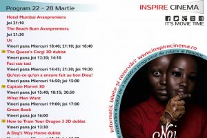 Program Cinema Inspire Alba Mall. Ce filme vor rula în perioada 22 – 28 martie 2019