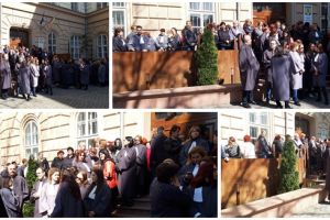 Protest al grefierilor timişoreni în faţa Palatului Dicasterial din Timişoara