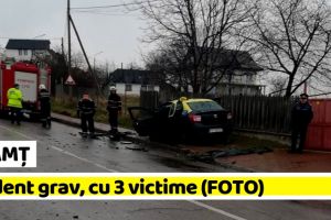 NEAMȚ: Accident grav, cu 3 victime dintre care una încarcerată (FOTO)