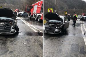 FOTO Accident grav pe Valea Oltului – Cel puţin trei persoane rănite