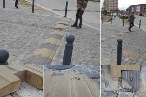 FOTO ȘTIREA TA: În Cetatea Alba Iulia, limitatoare de viteză de unică folosinţă… Au rezistat doar câteva luni