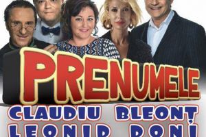 Actorii Mihai Călin şi Claudiu Bleonţ, în spectacolul „Prenumele”, pe scena Casei de ...