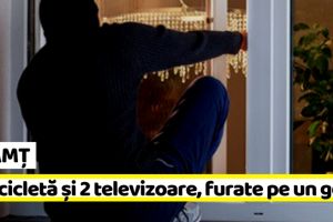 NEAMȚ: Tânăr din Piatra-Neamţ, reţinut după ce a furat o bicicletă şi două televizoare dintr-o locuinţă