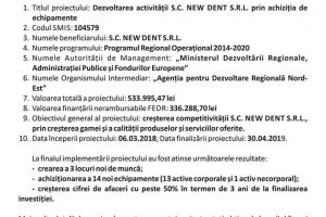 Dezvoltarea activităţii S.C. NEW DENT S.R.L. prin achiziţia de echipamente
