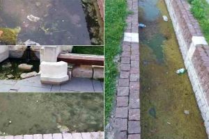 FOTO ȘTIREA TA: Frumuseţea Cetăţii Alba Carolina, în mentalitatea lui “se poate şi aşa”. Bazinele cu apă sufocate de mătasea broaştei şi gunoaie