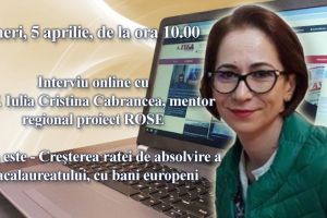 Interviu online cu prof. Iulia Cristina Cabrancea, mentor regional proiect ROSE:  Tema este - Cresterea ratei de absolvire a bacalaureatului, cu bani europeni (document) 