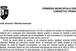 Ce conţine scrisoarea  primarului Bistriţei pentru tipărirea căreia se cheltuiesc peste o sută de mii de lei