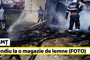 NEAMȚ: Incendiu la o magazie de lemne (FOTO)
