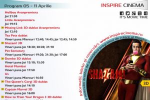 Program Cinema Inspire Alba Mall. Ce filme vor rula în perioada 5 – 11 aprilie 2019