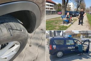 FOTO/ VIDEO/ ȘTIREA TA: Poliţişti locali ”pe fază”, la Alba Iulia – Au prins în flagrant o femeie care bătea un cui în cauciucul unei maşini parcate