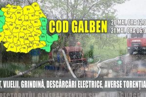Precipitaţii abundente, vânt şi descărcări electrice în aproape toate judeţele ţării