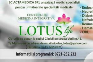 Lotus Life angajează medici specialişti