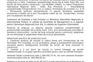 Anunt de presa: Cresterea competivitatii firmea Gya  Stefy Trans SRL, prin lucrari de foraj pentru constructii