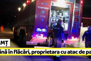 NEAMȚ: Autoturism în flăcări, proprietara a suferit un atac de panică
