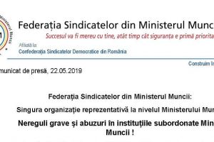 Federaţia Sindicatelor din Ministerul Muncii: Nereguli grave şi abuzuri în instituţiile subordonate Ministerului Muncii!