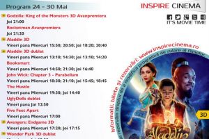 Program Cinema Inspire Alba Mall. Ce filme vor rula în perioada 24 – 30 mai 2019