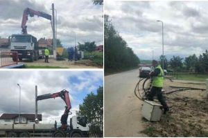 FOTO. “Cerul” unei comune din Alba, eliberat de păienjenişul de cabluri montate haotic pe stâlpi. Infratructura reţelelor de comunicaţii, mutată în subteran