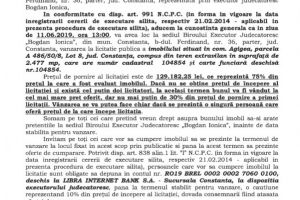 Licitatie publica pentru vanzarea unui imobil din comuna Agigea 