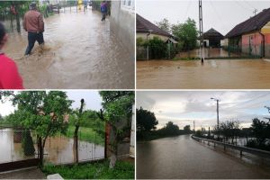 FOTO/VIDEO. Ploile au făcut ravagii în Răteşti. Gospodării inundate şi drum blocat