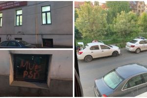 Mesaj obscen pe sediul PSD Timiş cu puţin înainte de finalul votării. Poliţiştii au deschis dosar penal