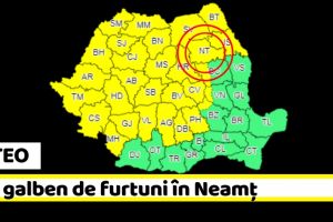 METEO: Cod galben de furtuni în Neamţ, începând de astăzi, 29 mai