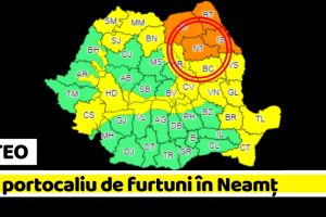 METEO: Cod portocaliu de furtuni în Neamţ, începând de astăzi, 1 iunie