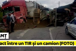NEAMȚ: Accident rutier cu victimă. Impact între un TIR şi un camion (FOTO)