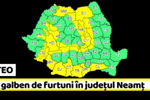 METEO: Cod galben de furtuni în judeţul Neamţ