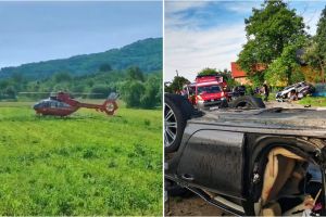 FOTO/VIDEO. Accident mortal în judeţ. Elicopterul SMURD a intervenit pentru un bărbat grav rănit