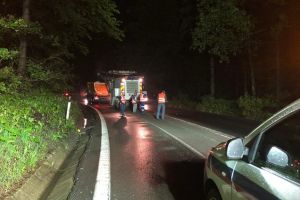 Lucrări pe timp de noapte, pe DN 1, la intrarea în Predeal