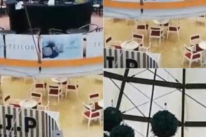 VIDEO/ ȘTIREA TA: Cafea servită sub… duş natural – noua ”experienţă” pentru clienţi în cel mai mare centru comercial din Alba Iulia?