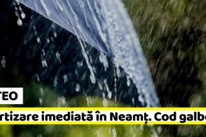 METEO: Avertizare imediată în Neamţ (5 iunie). Cod galben