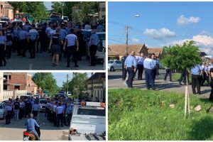 Imagini cu poliţişti trimişi în cămăşi să-l caute pe câmp pe criminalul colegului lor