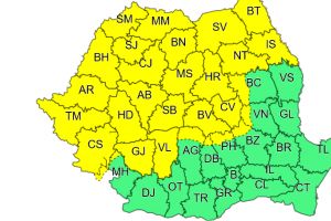 Nordul judeţului se află sub cod galben de precipitaţii