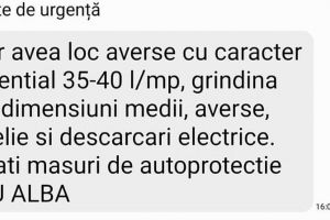 MESAJE Ro-Alert pentru ALBA. Cod portocaliu de vreme severă imediată – grindină dimensiuni medii, vijelii, averse ce vor cumula local 35…40 l/mp