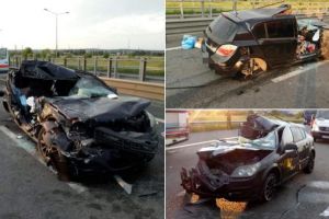 FOTO/ Accident GRAV pe autostrada A10 Sebeş-Turda: O femeie a avut nevoie de descarcerare după coliziunea dintre un autoturism şi un TIR