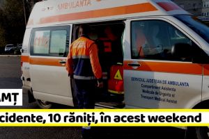 NEAMȚ: 5 accidente, 10 răniţi, în acest weekend