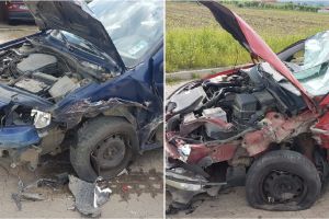 UPDATE/ FOTO, VIDEO: ACCIDENT rutier la Oarda de Sus, între două maşini. Două persoane rănite, conştiente şi neîncarcerate
