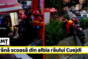 NEAMȚ: Bătrână scoasă din albia râului Cuejdi (VIDEO)