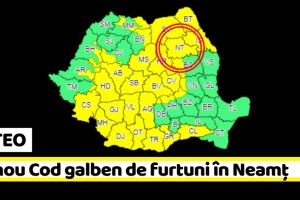 METEO: Un nou Cod galben de furtuni în judeţul Neamţ (11 iunie)